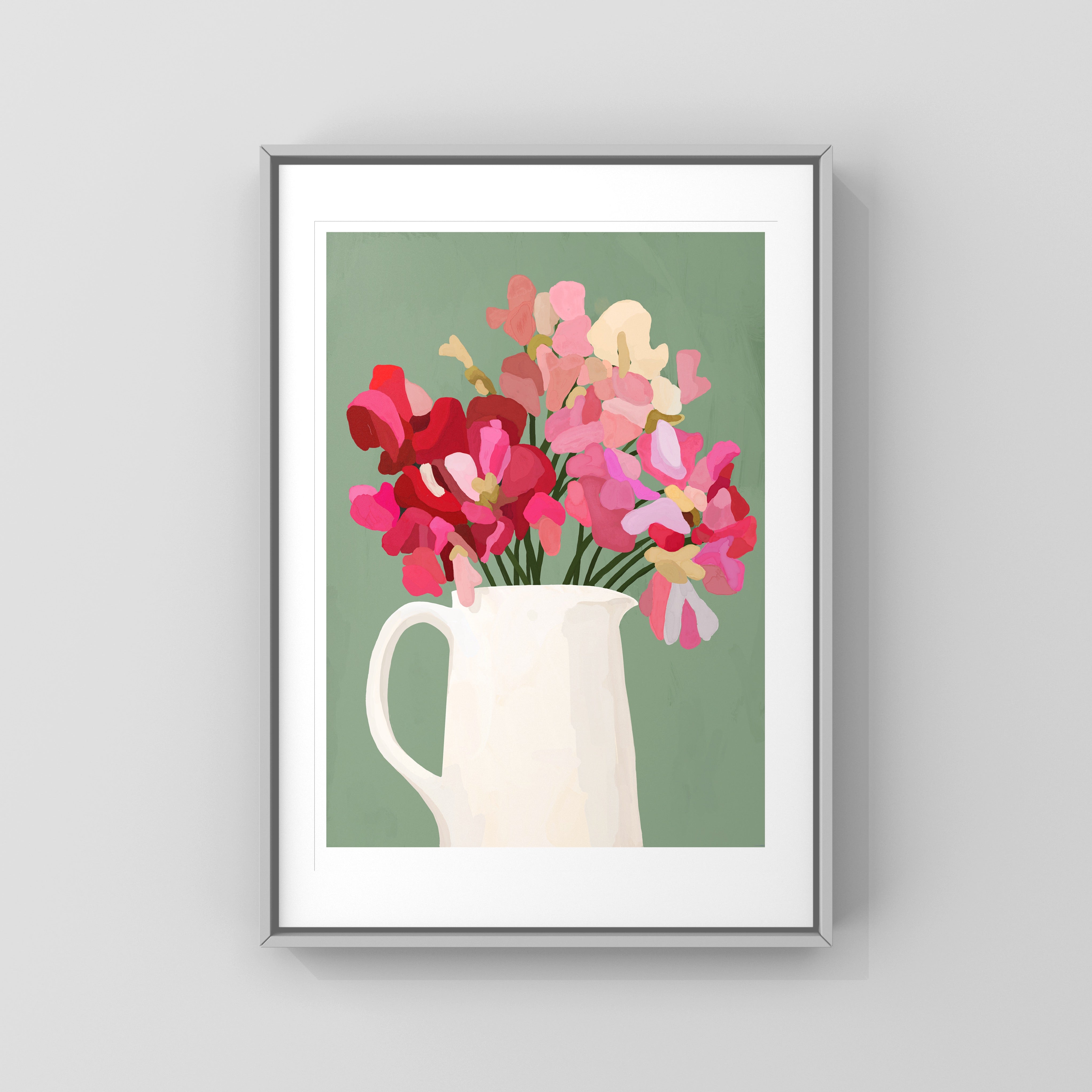 Sweet Peas in Cream Jug Print