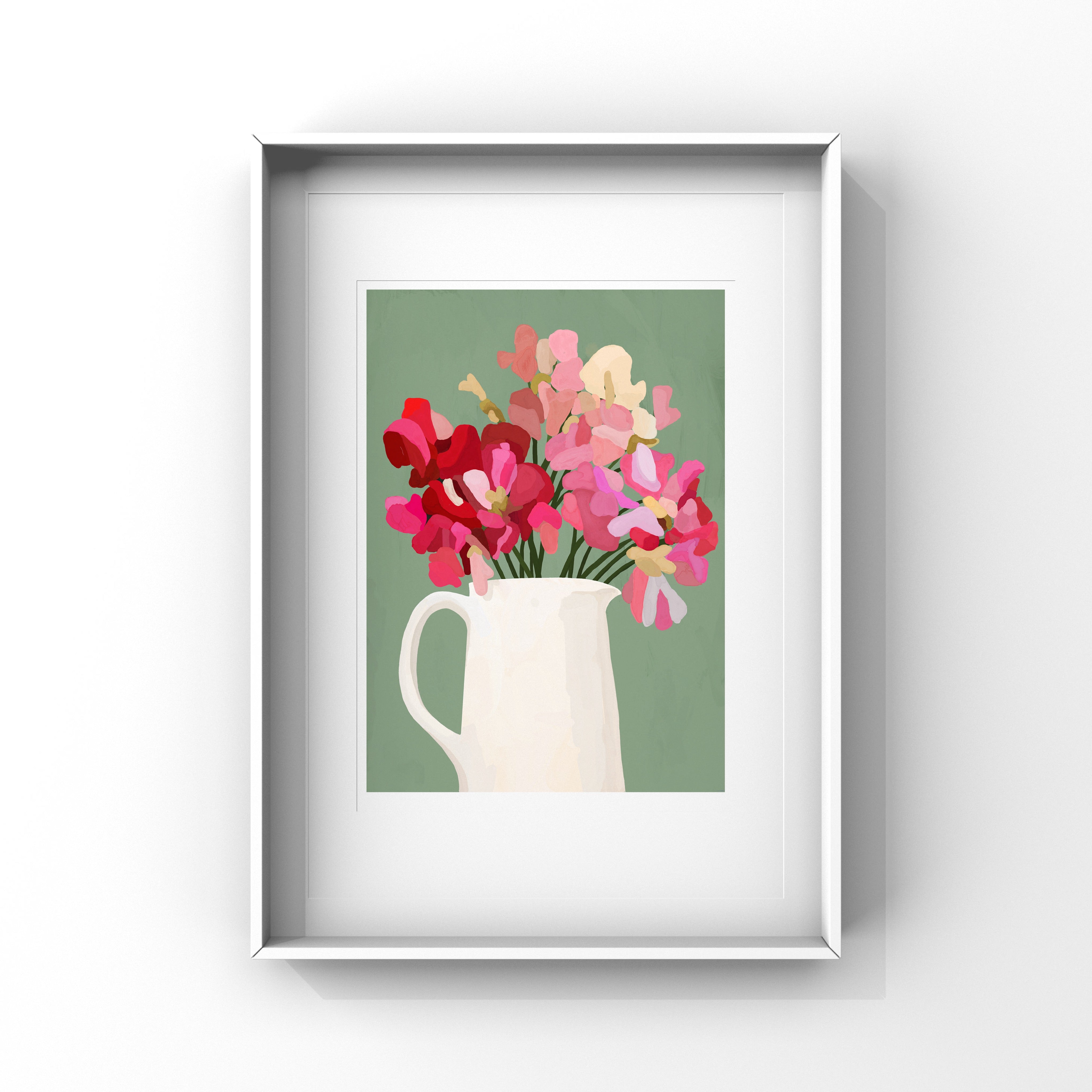 Sweet Peas in Cream Jug Print by Susie Hamilton
