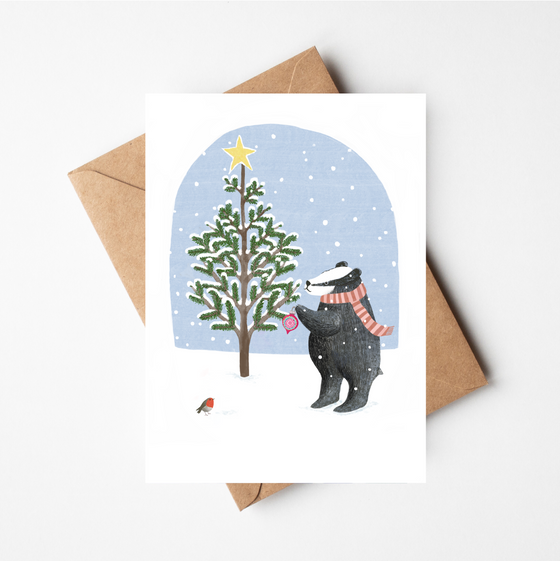 Badger Decorates the Christmas Tree Cards