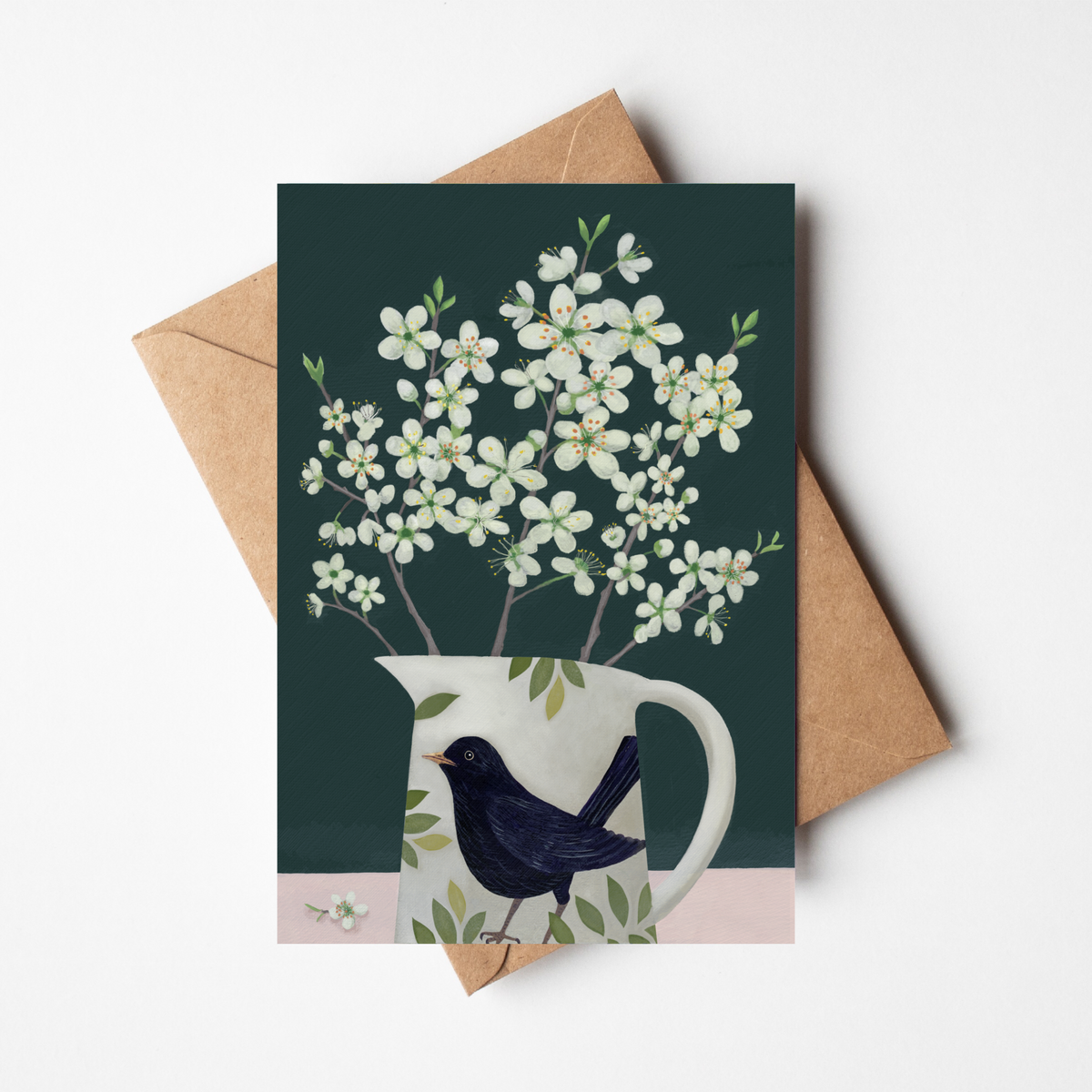Blackthorn Blossom in Bird Jug Cards – Susie Hamilton Art