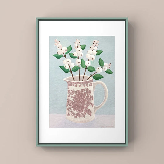 Snowberries in Pheasant Jug Print