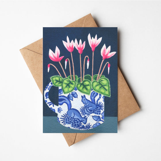 Cyclamen in Squirrel Cup Cards