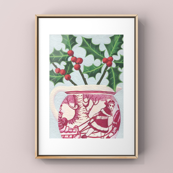 Holly in Sleigh Jug Print