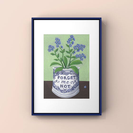 Forget-Me-Nots in Blue & White Cup Print