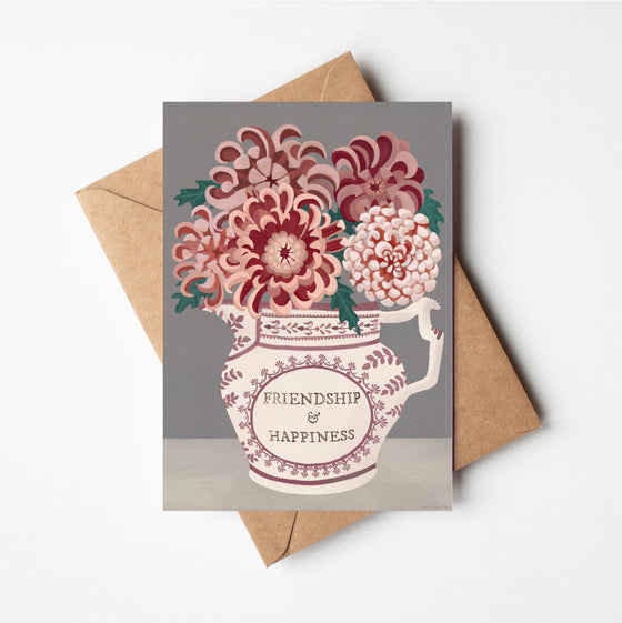 Chrysanthemums in Happiness Jug Cards