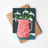 Snowdrops in Red Calico Jug Card