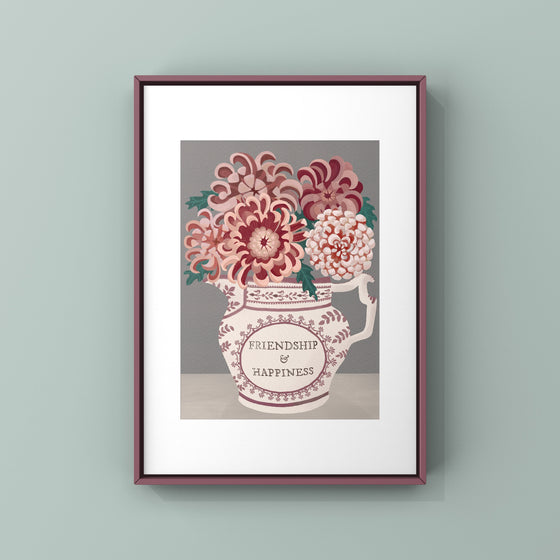 Chrysanthemums in Happiness Jug Print