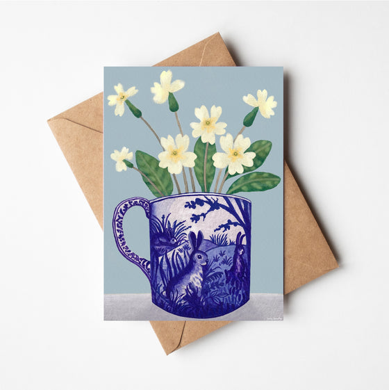 Primroses in Rabbit Cup Cards